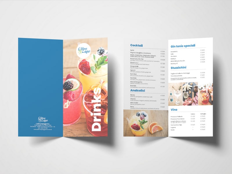 Realizzazione menu cartaceo e digitale per ristoranti e bar